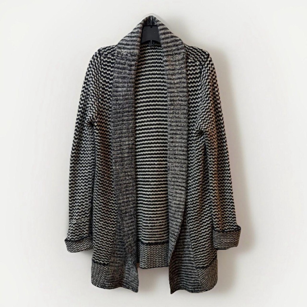 George Black & White Chunky Knit Cardigan - Large